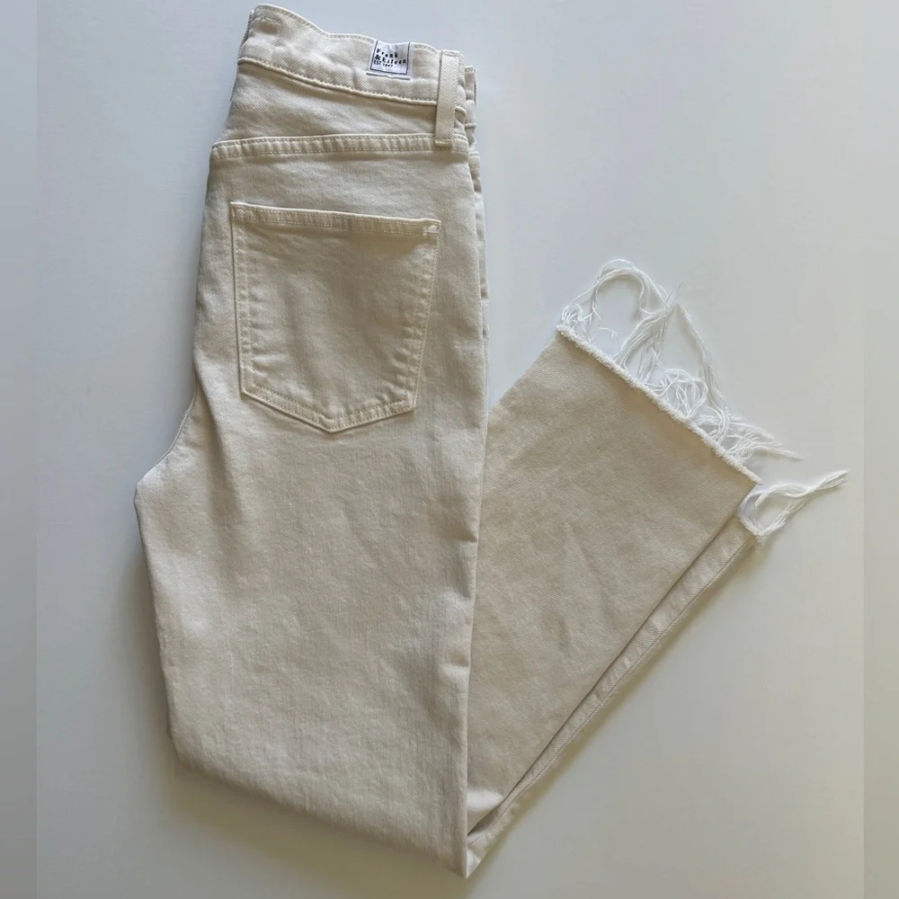 Frank & Eileen Monaghan Cream Raw Hem Jeans Size 26 - Picture 2 of 5